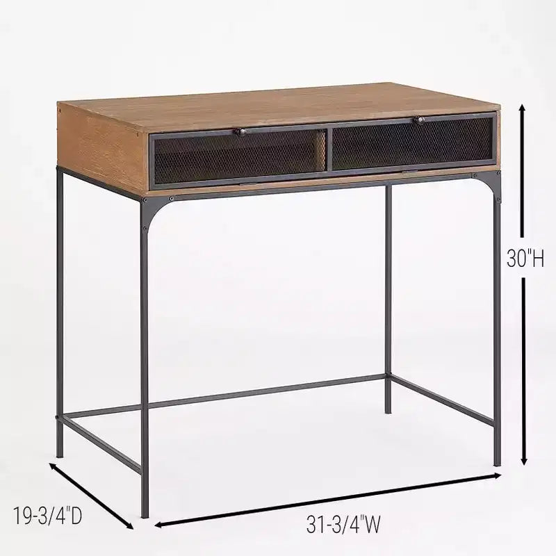 The Lakeside Collection Industrial Farmhouse Style Desk with Storage