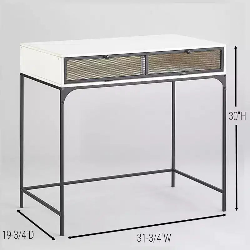The Lakeside Collection Industrial Farmhouse Style Desk with Storage