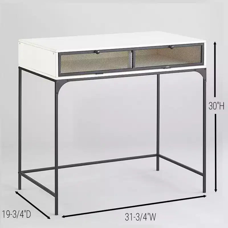 The Lakeside Collection Industrial Farmhouse Style Desk with Storage