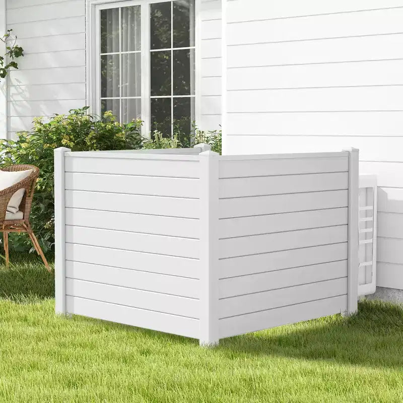 Costway 48L x 37.5H Air Conditioner Fence with 3 Ground Stakes Black/White