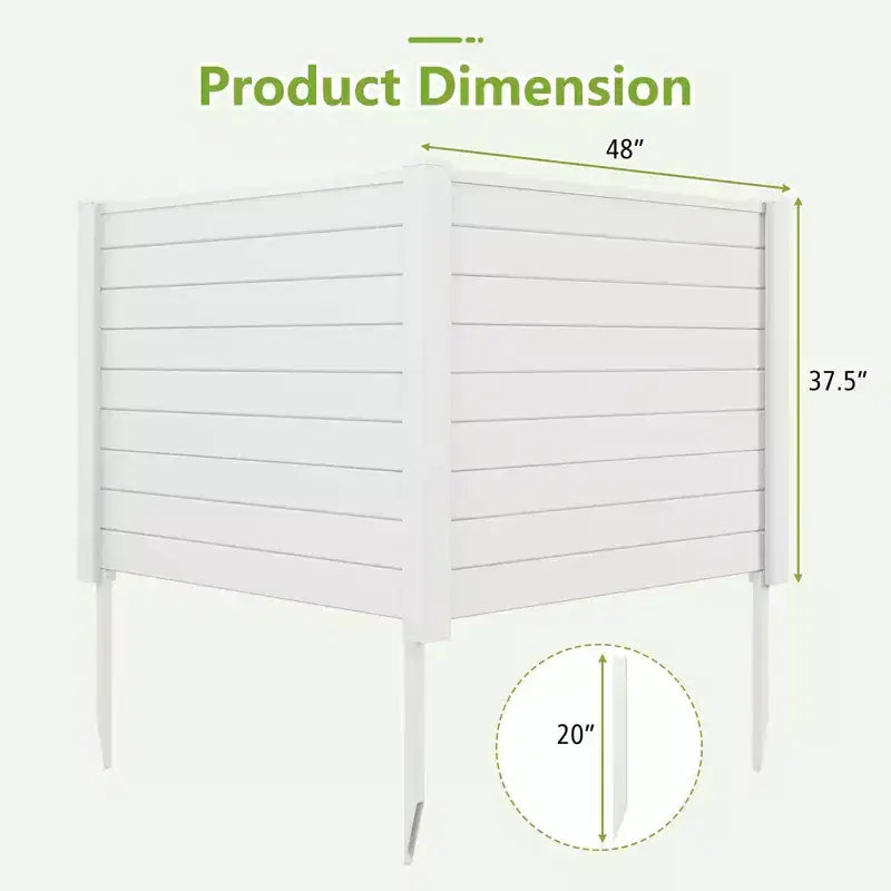 Costway 48L x 37.5H Air Conditioner Fence with 3 Ground Stakes Black/White