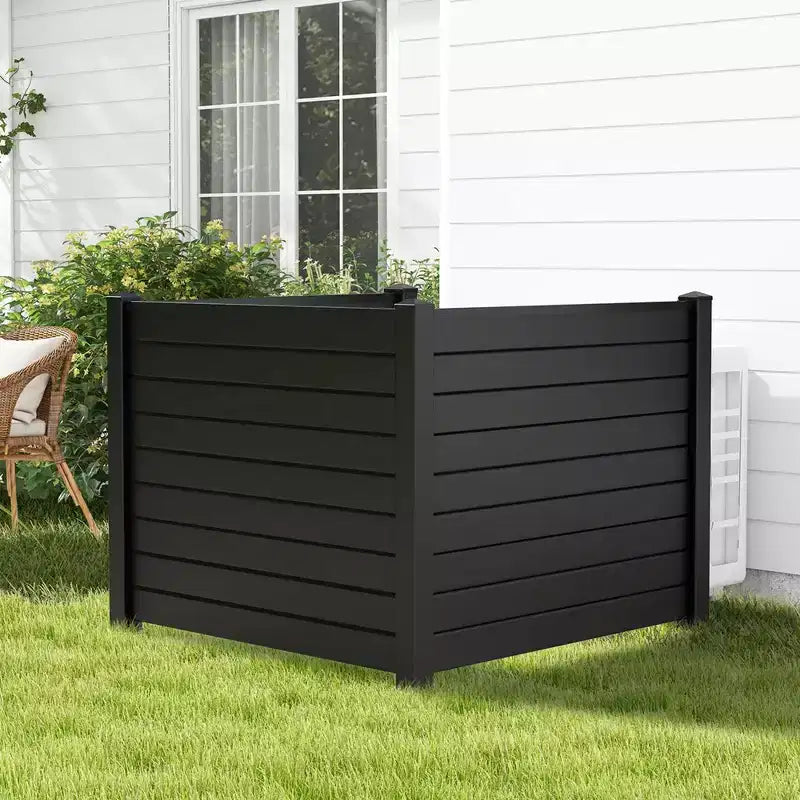 Costway 48L x 37.5H Air Conditioner Fence with 3 Ground Stakes Black/White