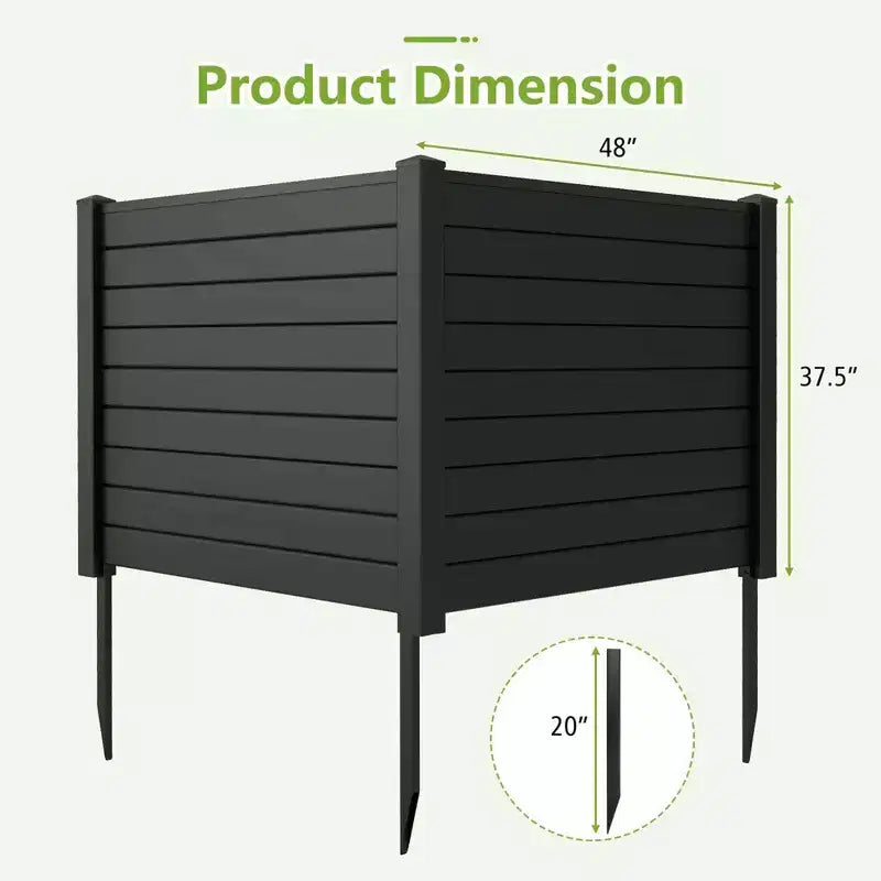 Costway 48L x 37.5H Air Conditioner Fence with 3 Ground Stakes Black/White