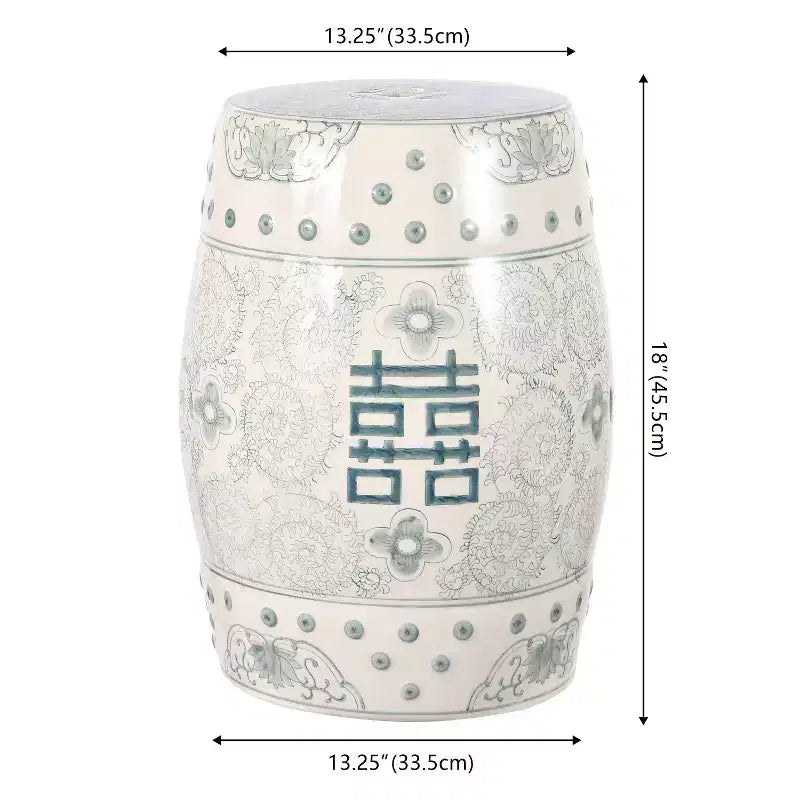 JONATHAN Y Double Happiness 18 Chinoiserie Ceramic Drum Garden Stool/Accent Table