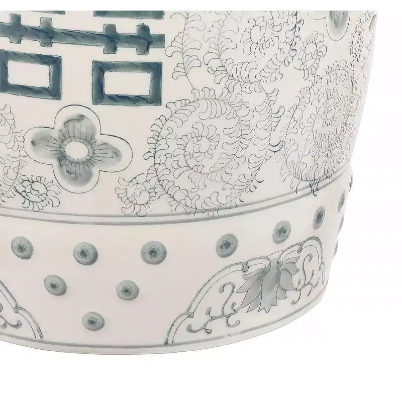 JONATHAN Y Double Happiness 18 Chinoiserie Ceramic Drum Garden Stool/Accent Table