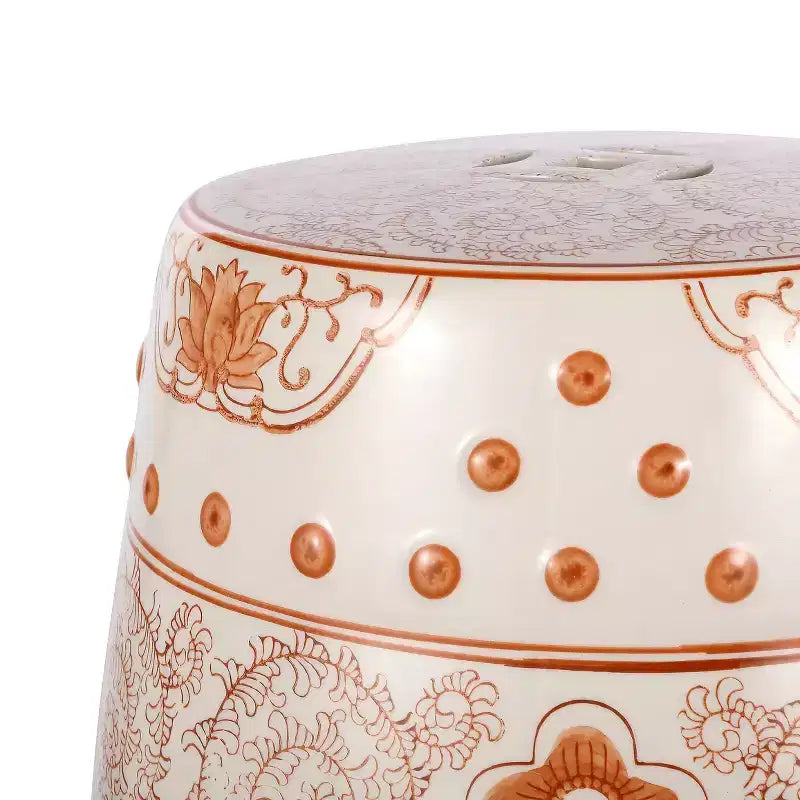JONATHAN Y Double Happiness 18 Chinoiserie Ceramic Drum Garden Stool/Accent Table