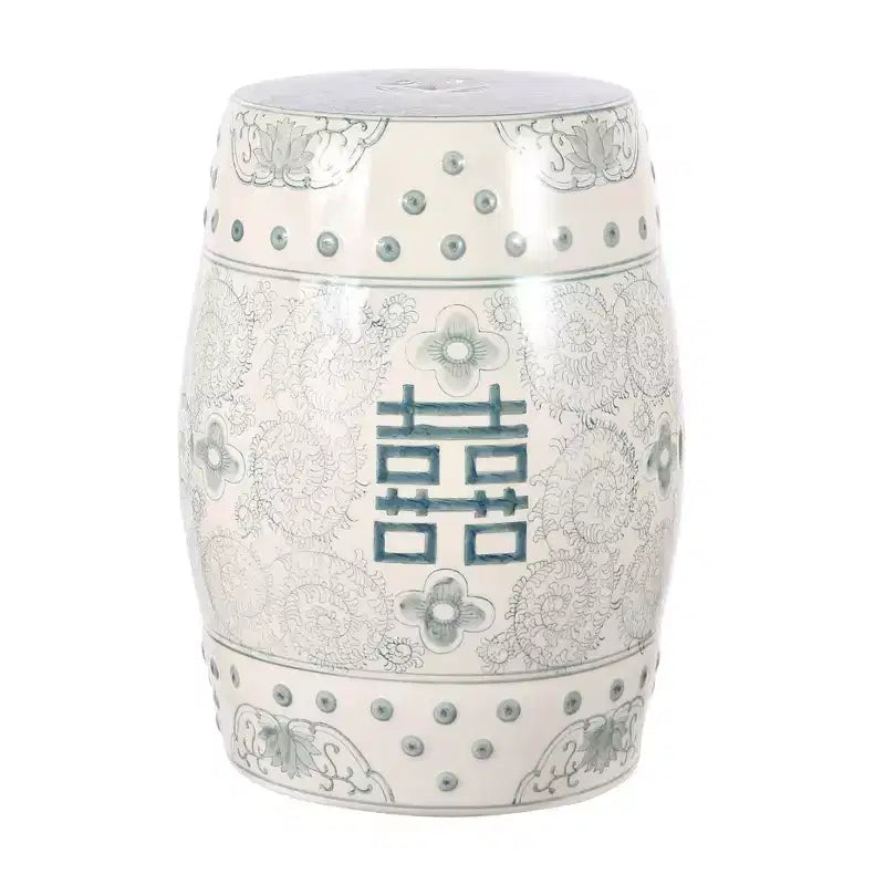 JONATHAN Y Double Happiness 18 Chinoiserie Ceramic Drum Garden Stool/Accent Table