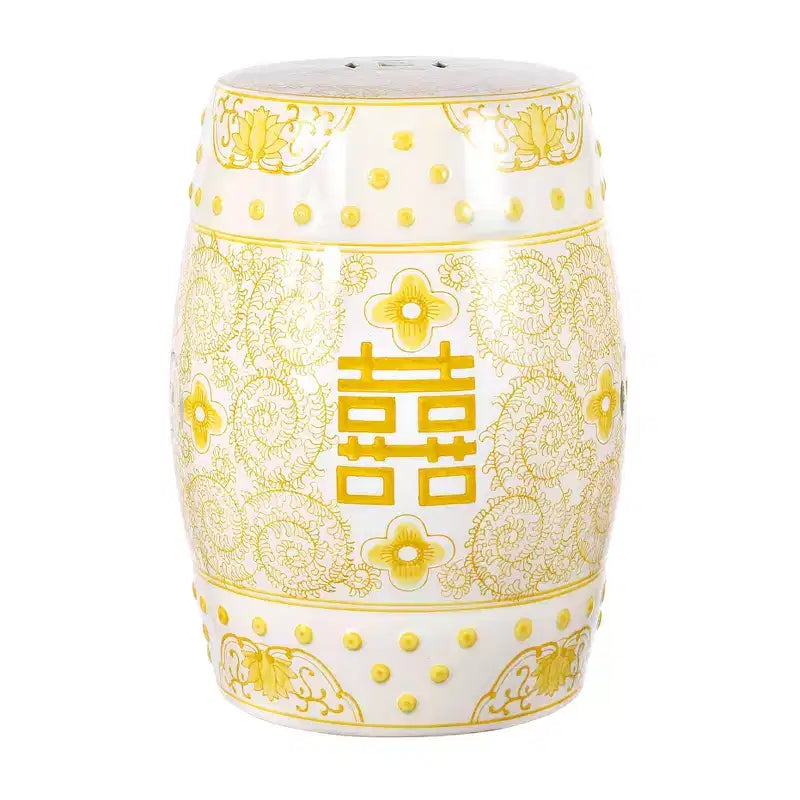JONATHAN Y Double Happiness 18 Chinoiserie Ceramic Drum Garden Stool/Accent Table