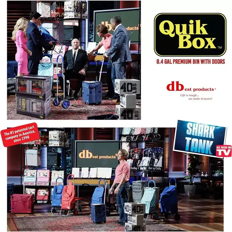 dbest products Quik Box Stackable Storage Bins With Doors Collapsible Organizer & Foldable Container - 8.4 Gal
