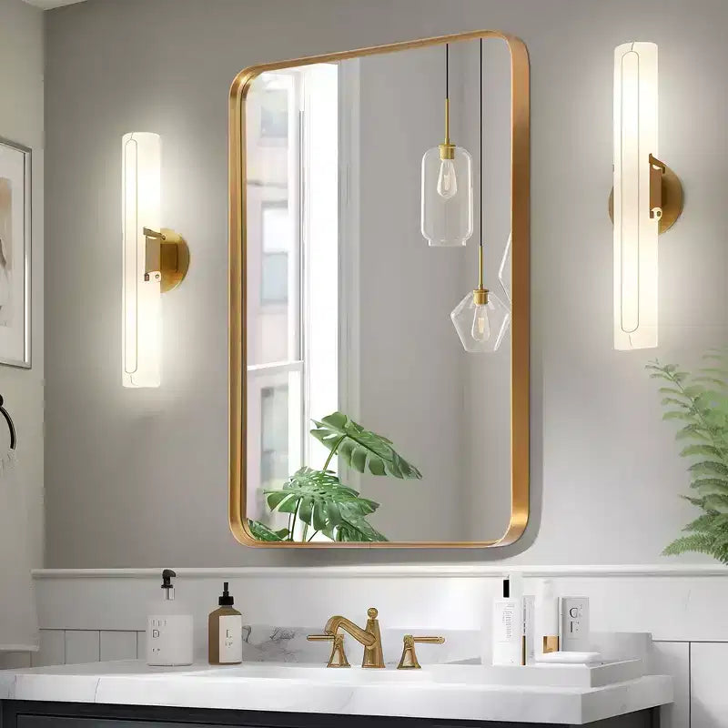 Dovelina Wall Mounted Mirror Rectangle Metal Framed Bathroom Vanity Mirror