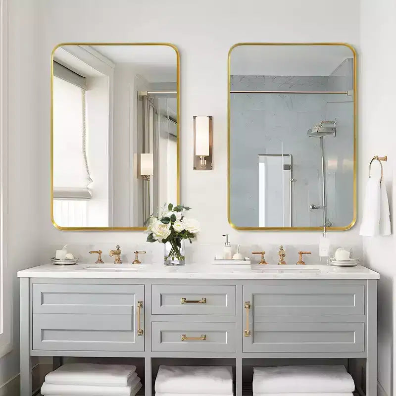 Dovelina Wall Mounted Mirror Rectangle Metal Framed Bathroom Vanity Mirror