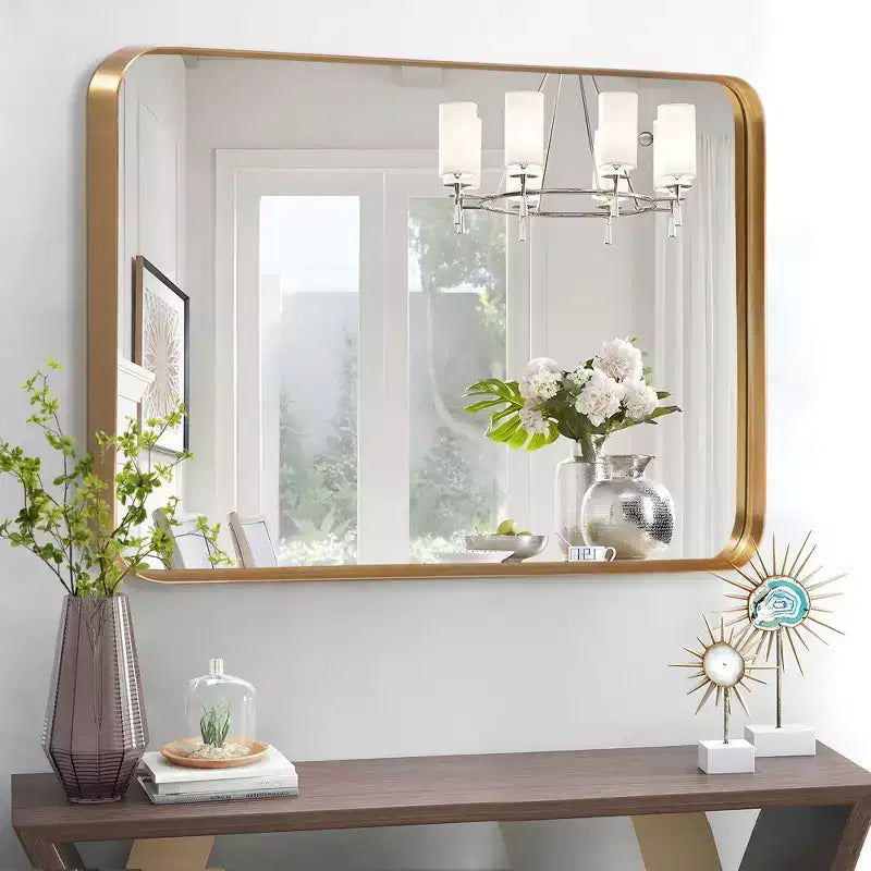 Dovelina Wall Mounted Mirror Rectangle Metal Framed Bathroom Vanity Mirror