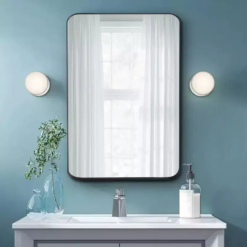 Dovelina Wall Mounted Mirror Rectangle Metal Framed Bathroom Vanity Mirror