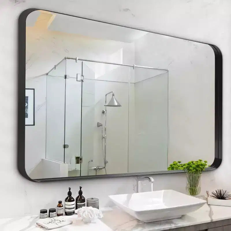 Dovelina Wall Mounted Mirror Rectangle Metal Framed Bathroom Vanity Mirror