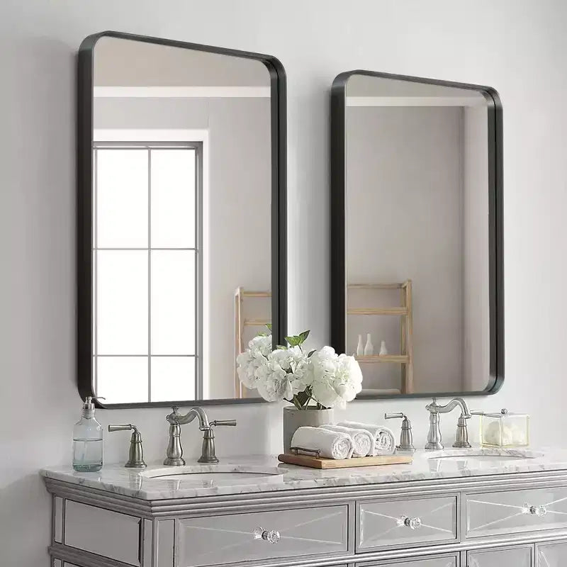 Dovelina Wall Mounted Mirror Rectangle Metal Framed Bathroom Vanity Mirror