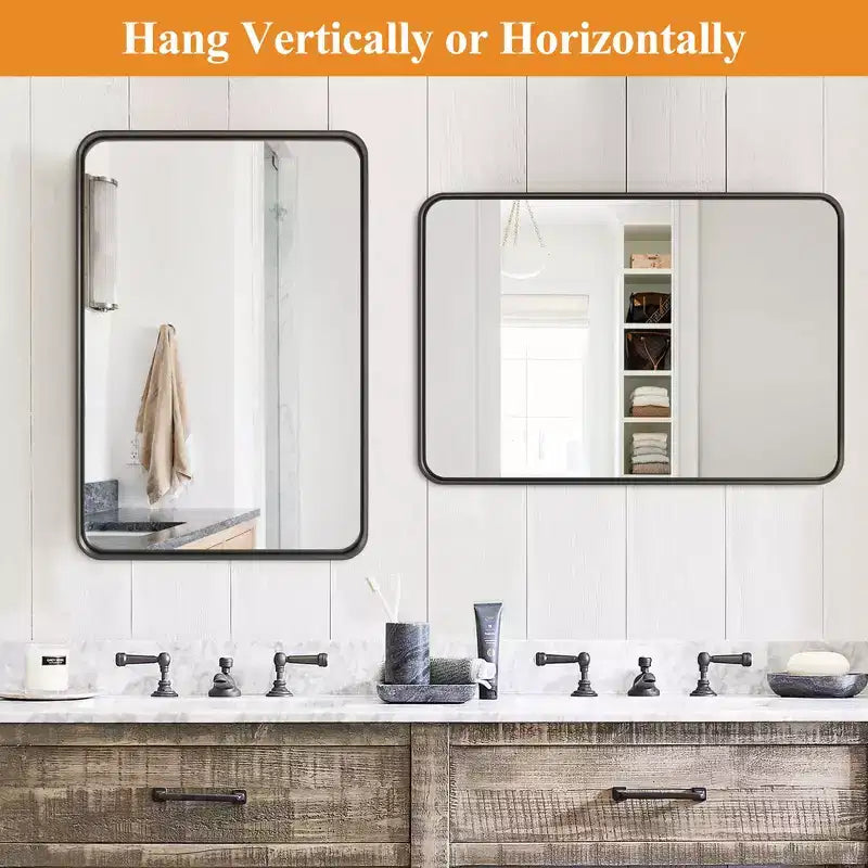 Dovelina Wall Mounted Mirror Rectangle Metal Framed Bathroom Vanity Mirror