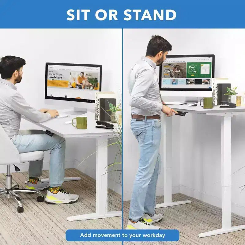 Mount-It! Dual Motor Electric Standing Desk with 48 Tabletop, White