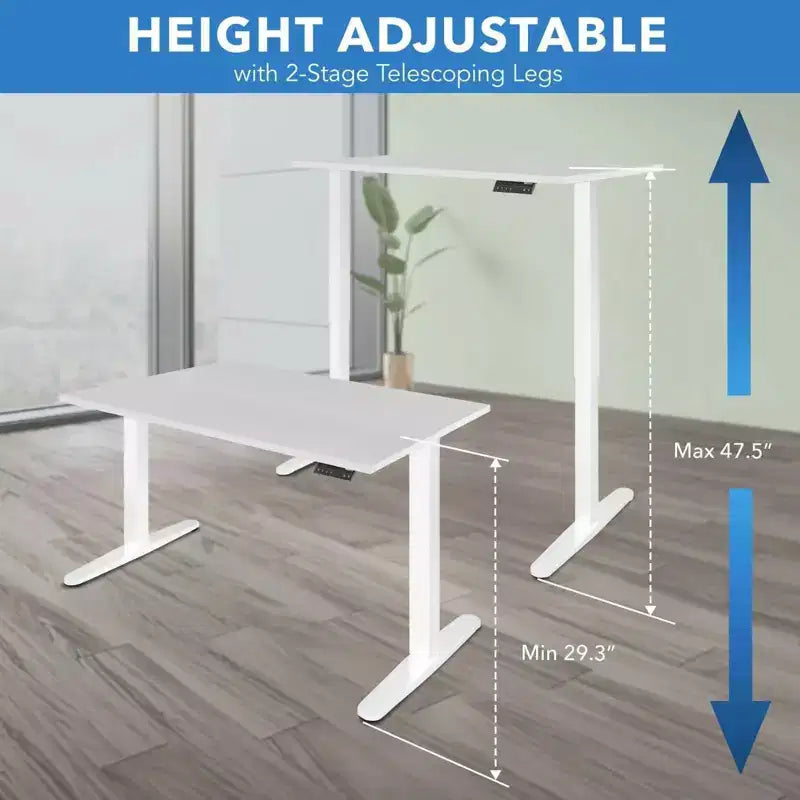 Mount-It! Dual Motor Electric Standing Desk with 48 Tabletop, White