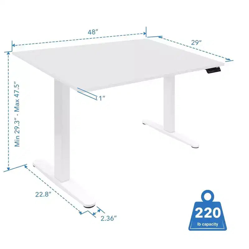 Mount-It! Dual Motor Electric Standing Desk with 48 Tabletop, White
