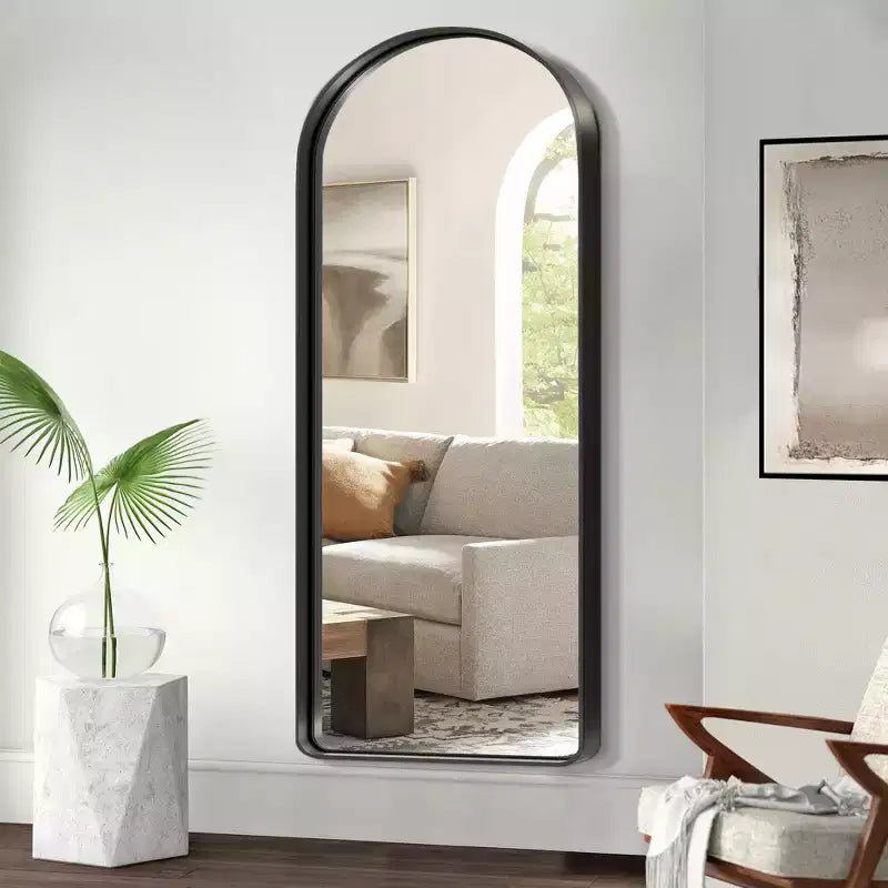 Dovelina Wall Mounted Mirror Arched Metal Frame Full Length Mirror
