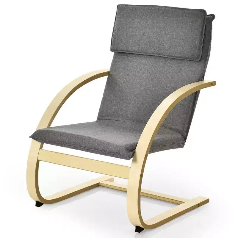 Costway Modern Bentwood Lounge Chair Fabric Upholstered Accent Leisure Armchair Gray