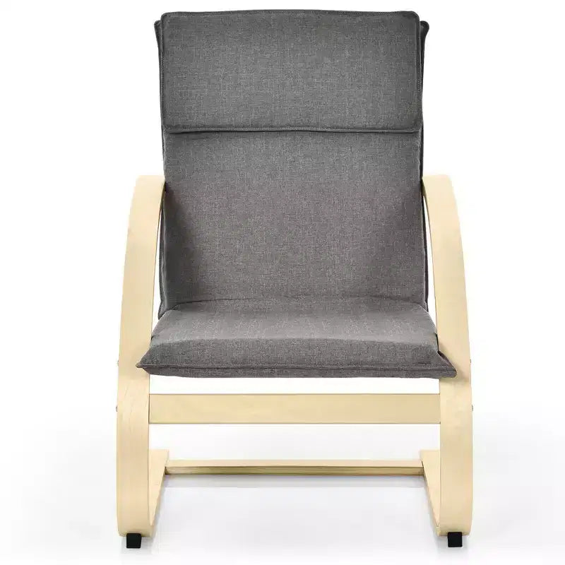 Costway Modern Bentwood Lounge Chair Fabric Upholstered Accent Leisure Armchair Gray