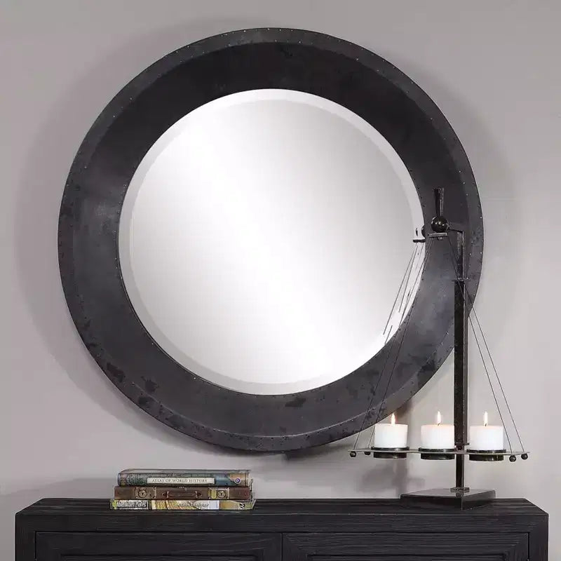 Uttermost Frazier Dark Gray 40 Round Oversized Wall Mirror