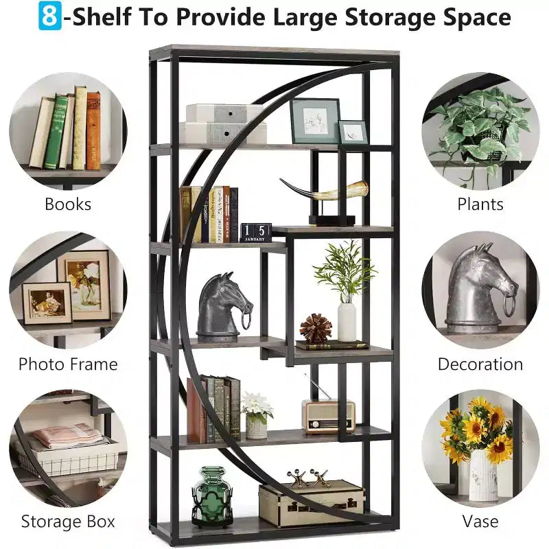 Tribesigns 5-Tier Bookshelf, 70.8 Tall Book Shelf Display Rack with 8 Open Storage Shelves