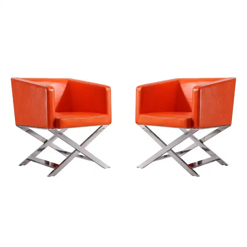 Set of 2 Hollywood Faux Leather Lounge Accent Chairs - Manhattan Comfort