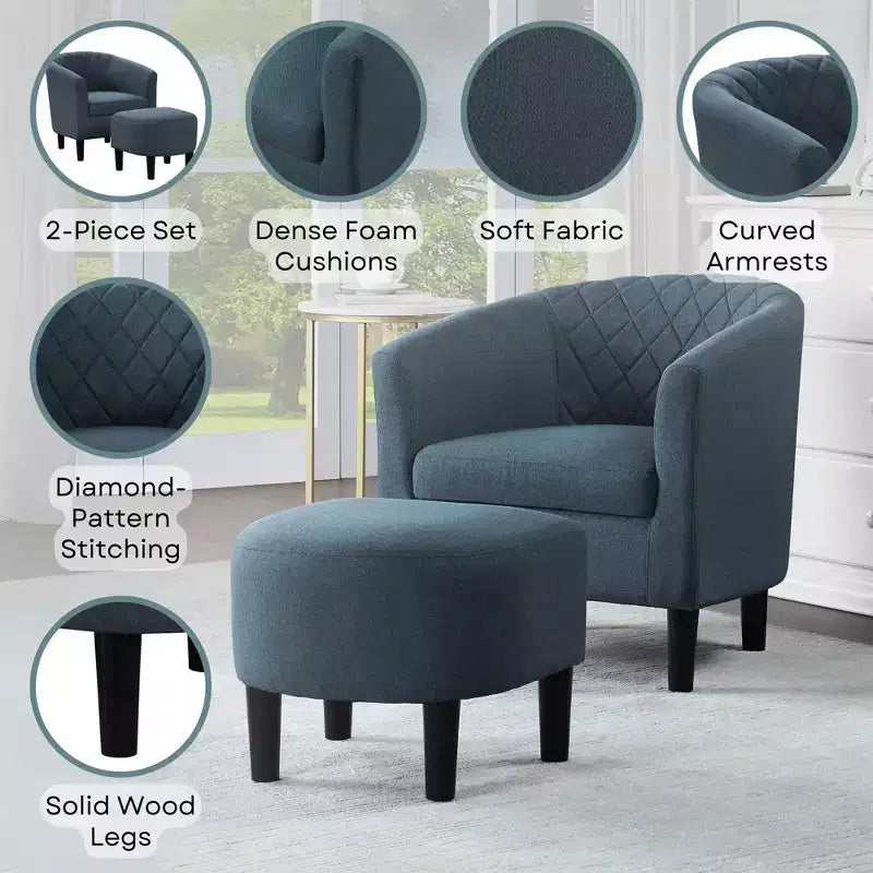 Breighton Home Take a Seat Roosevelt Accent Chair with Ottoman