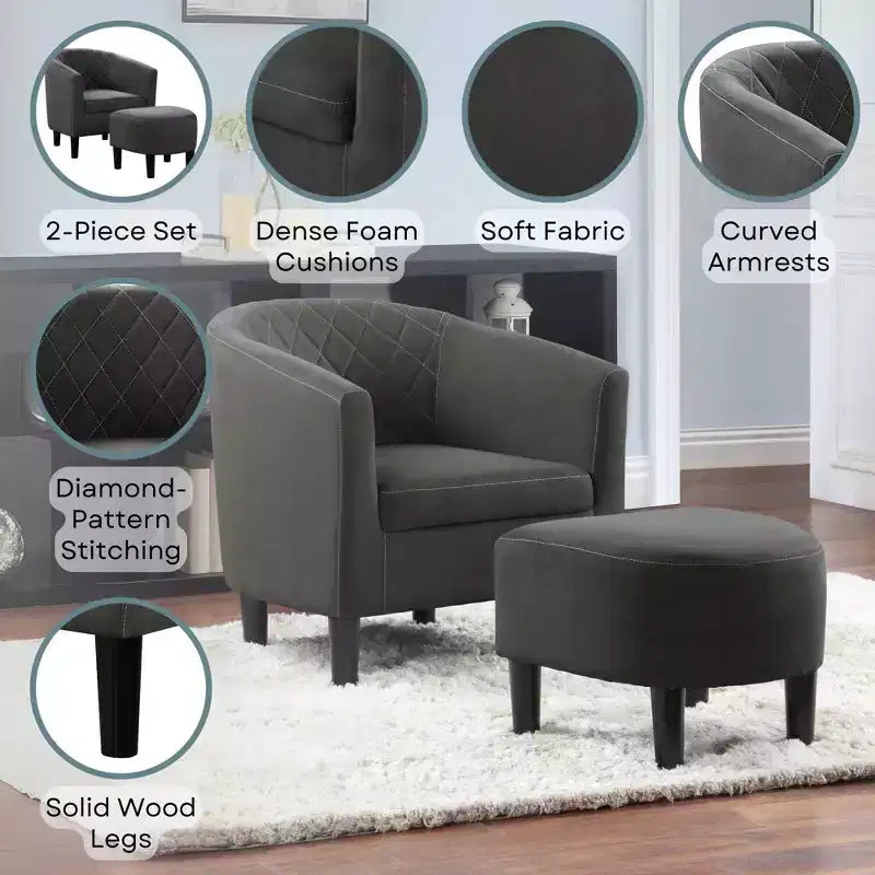Breighton Home Take a Seat Roosevelt Accent Chair with Ottoman