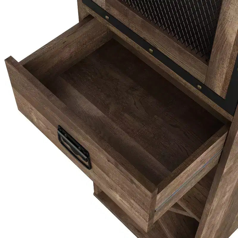 miBasics Stormquiet Farmhouse 1 Drawer Tower Cabinet with Wine Rack and Shelves