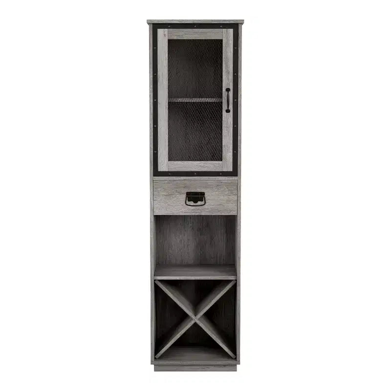 miBasics Stormquiet Farmhouse 1 Drawer Tower Cabinet with Wine Rack and Shelves