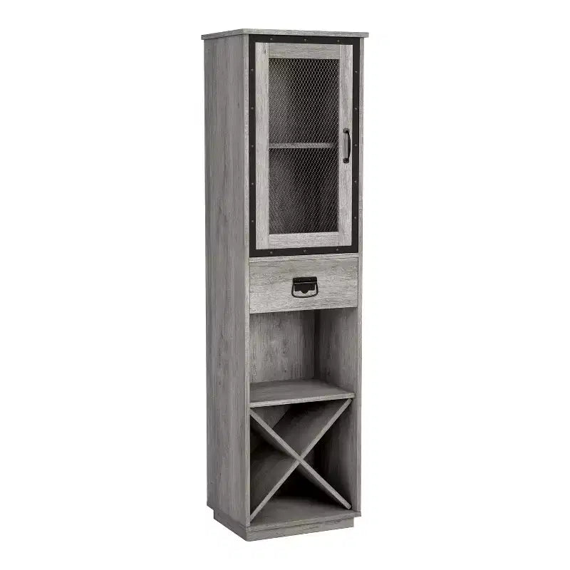 miBasics Stormquiet Farmhouse 1 Drawer Tower Cabinet with Wine Rack and Shelves