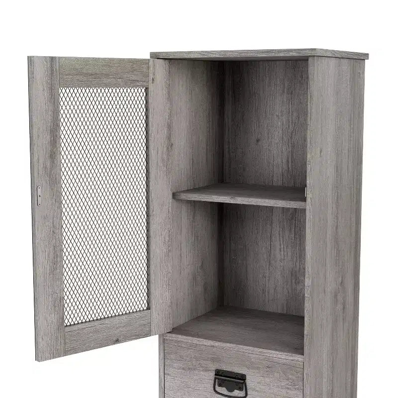 miBasics Stormquiet Farmhouse 1 Drawer Tower Cabinet with Wine Rack and Shelves