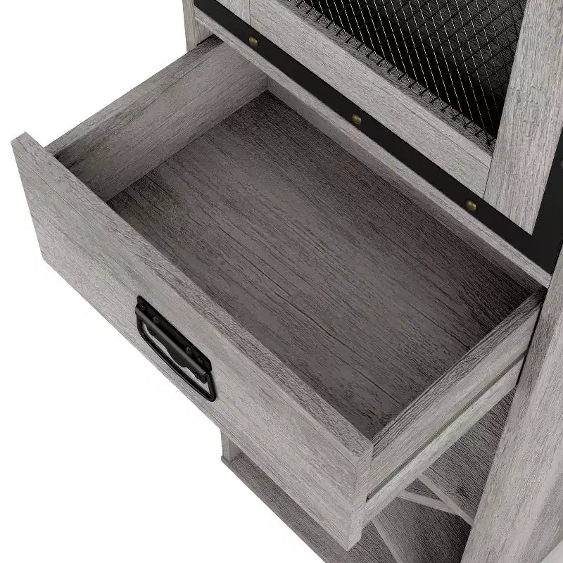 miBasics Stormquiet Farmhouse 1 Drawer Tower Cabinet with Wine Rack and Shelves