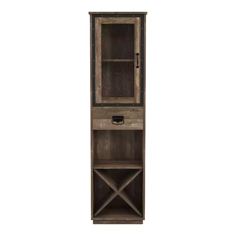 miBasics Stormquiet Farmhouse 1 Drawer Tower Cabinet with Wine Rack and Shelves