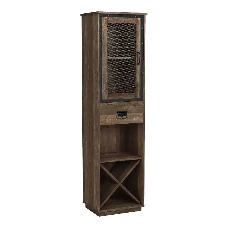 miBasics Stormquiet Farmhouse 1 Drawer Tower Cabinet with Wine Rack and Shelves