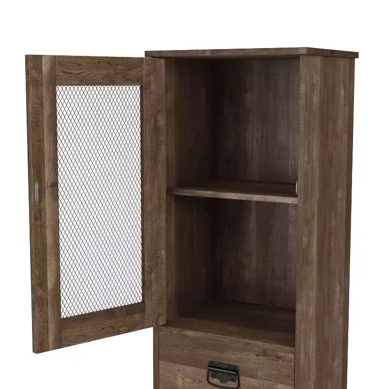 miBasics Stormquiet Farmhouse 1 Drawer Tower Cabinet with Wine Rack and Shelves