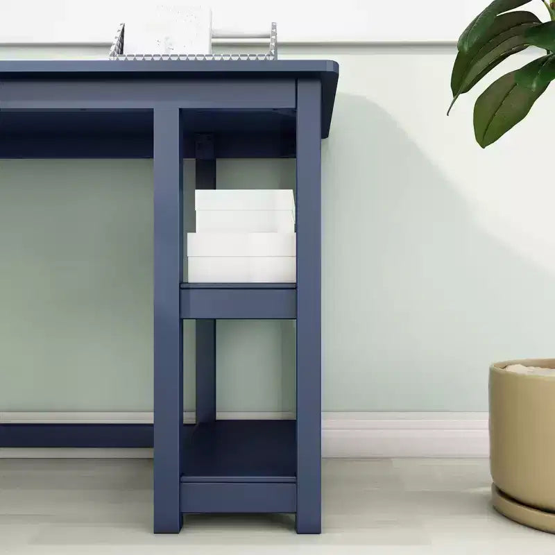 Max & Lily Solid Wood L-Shaped Desk, Corner Desk for Home Office, Gaming, Computer, Storage Shelves