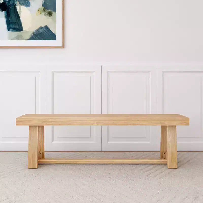 Plank+Beam Farmhouse Dining Bench, Solid Wood Bench for Dining Table/Kitchen, 60, Walnut Wirebrush