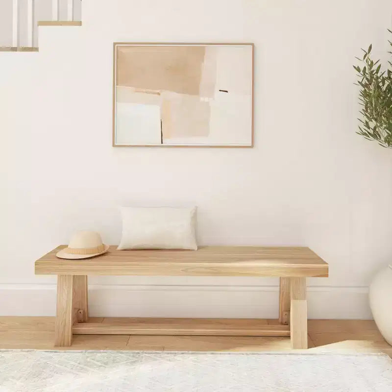 Plank+Beam Farmhouse Dining Bench, Solid Wood Bench for Dining Table/Kitchen, 60, Walnut Wirebrush