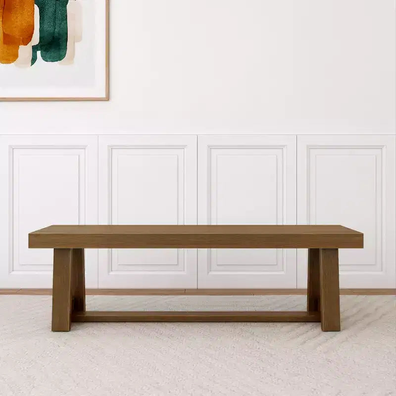 Plank+Beam Farmhouse Dining Bench, Solid Wood Bench for Dining Table/Kitchen, 60, Walnut Wirebrush