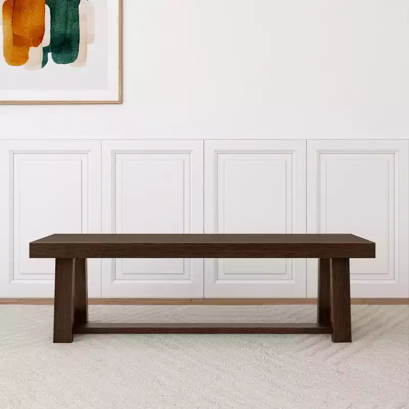 Plank+Beam Farmhouse Dining Bench, Solid Wood Bench for Dining Table/Kitchen, 60, Walnut Wirebrush