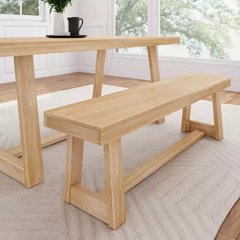 Plank+Beam Farmhouse Dining Bench, Solid Wood Bench for Dining Table/Kitchen, 60, Walnut Wirebrush