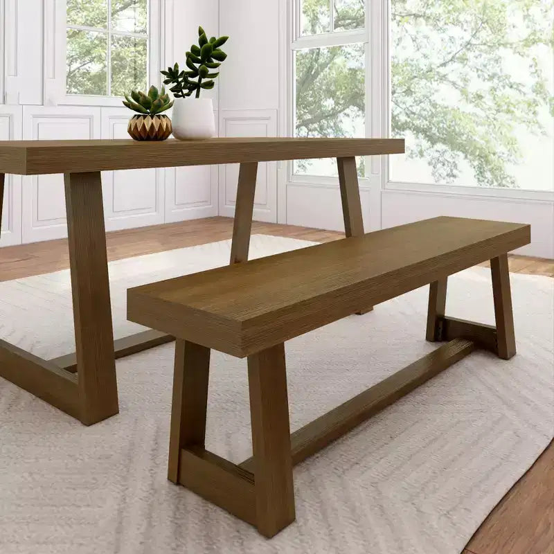 Plank+Beam Farmhouse Dining Bench, Solid Wood Bench for Dining Table/Kitchen, 60, Walnut Wirebrush