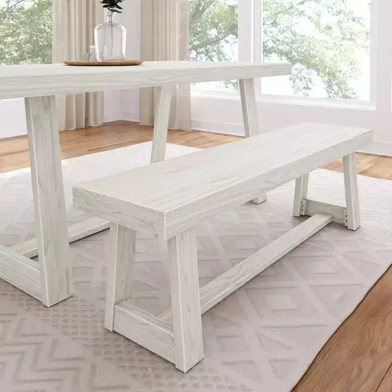 Plank+Beam Farmhouse Dining Bench, Solid Wood Bench for Dining Table/Kitchen, 60, Walnut Wirebrush