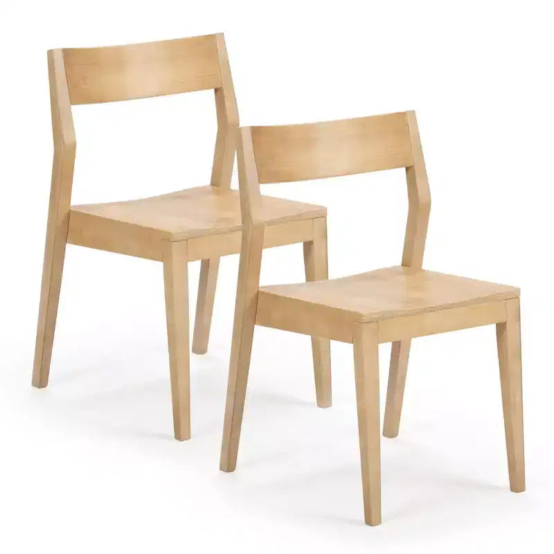 Plank+Beam Modern Dining Chair Set of 2, Solid Wood Chairs for Kitchen, Office, Living Room