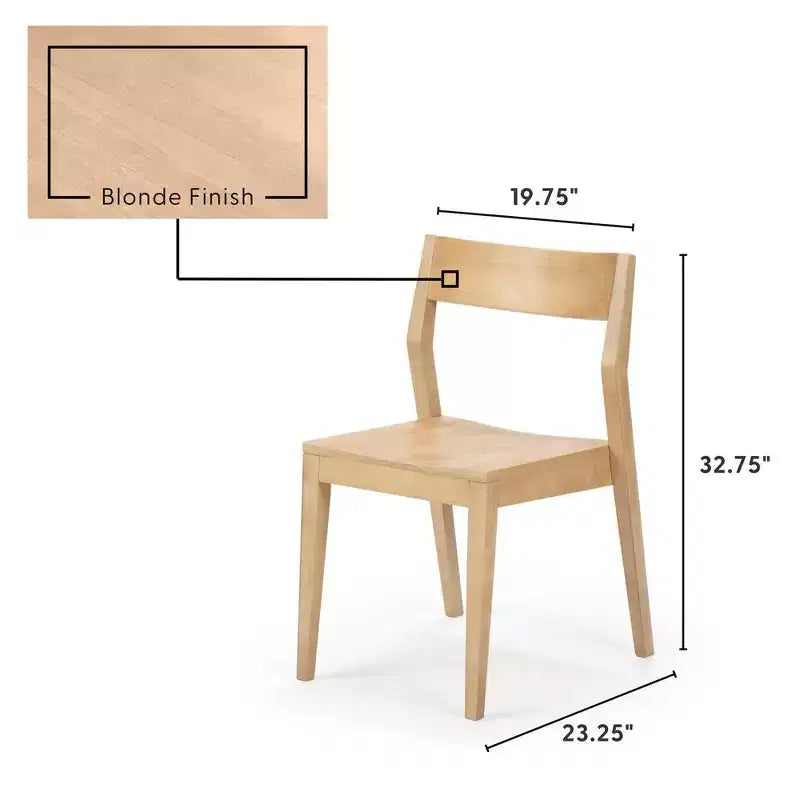 Plank+Beam Modern Dining Chair Set of 2, Solid Wood Chairs for Kitchen, Office, Living Room
