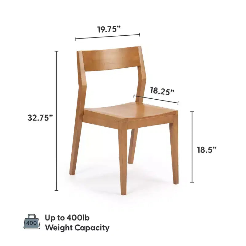 Plank+Beam Modern Dining Chair Set of 2, Solid Wood Chairs for Kitchen, Office, Living Room